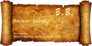 Becker Baldó névjegykártya